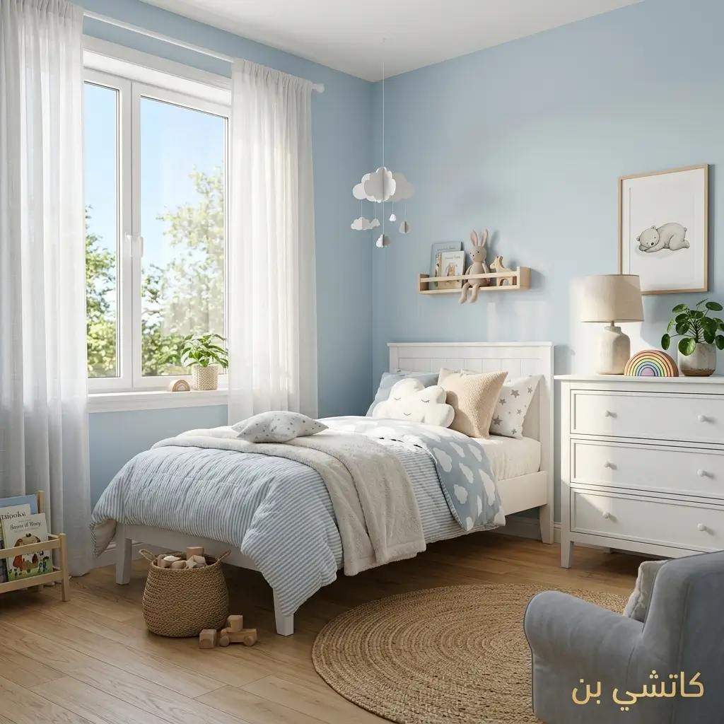 دهانات غرف نوم أزرق فاتح باستيل بأجواء ناعمة للأطفال