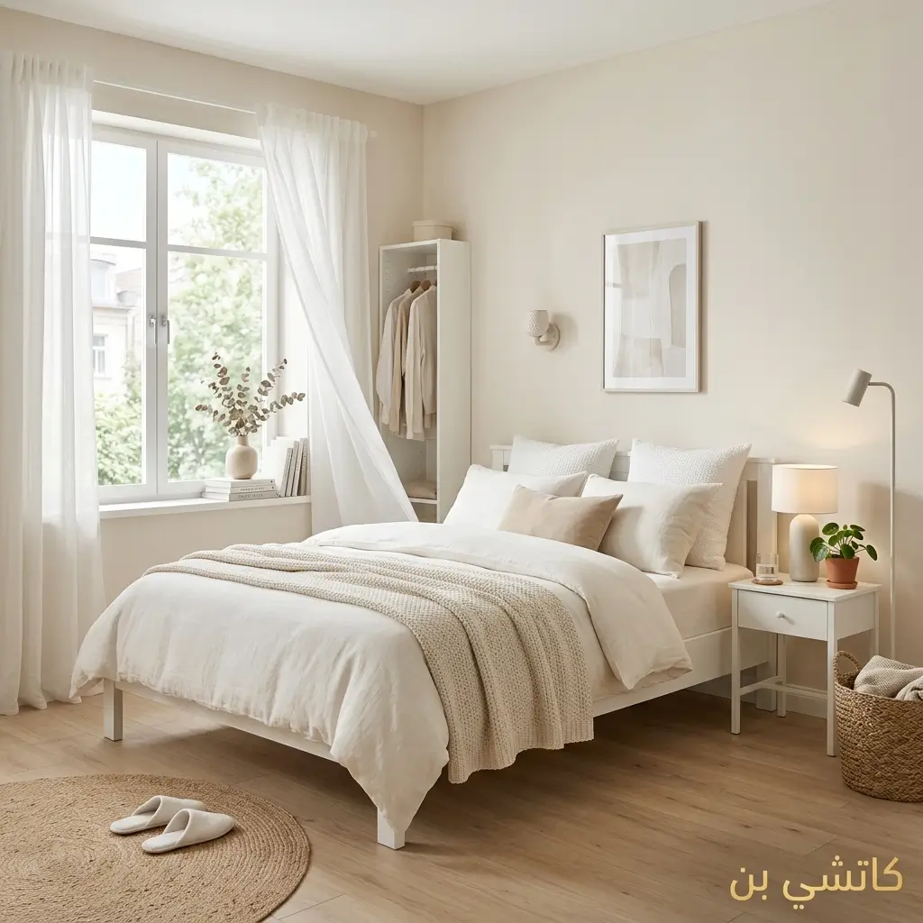 دهانات غرف نوم بيج فاتح جدًا لغرف صغيرة وعصرية أنيقة